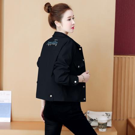 FA55562# 新款韩版短款外套百搭修身刺绣时尚小个子休闲夹克棒球服  服裝批發女裝批發服飾貨源