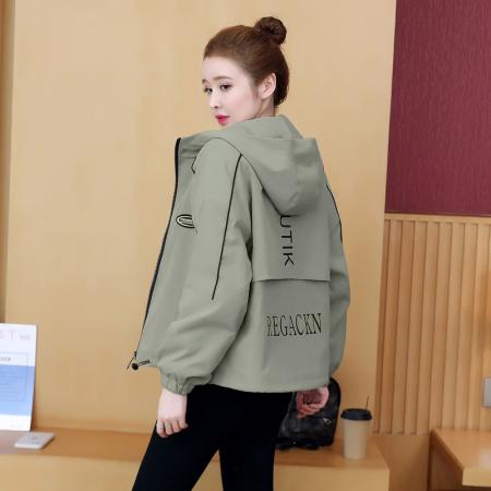 FA55563# 新品潮流连帽休闲风衣小个子韩版减龄显高时尚白搭外套女  服裝批發女裝批發服飾貨源