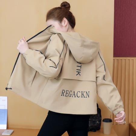 FA55563# 新品潮流连帽休闲风衣小个子韩版减龄显高时尚白搭外套女  服裝批發女裝批發服飾貨源