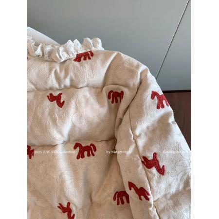 FA55566# 新中式小马刺绣花边棉服外套女秋冬新款上衣  服裝批發女裝批發服飾貨源