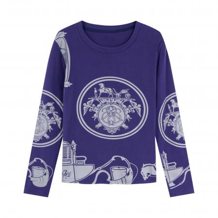 FA55570# 秋冬款纯棉印花圆领长袖t恤大码女装胖mm设计感短款打底上衣  服裝批發女裝批發服飾貨源