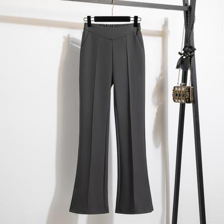 FA55574# 大码穿搭直筒阔腿微喇叭开叉垂感拖地西装裤女高腰显瘦长裤女  服裝批發女裝批發服飾貨源