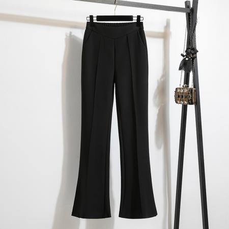 FA55574# 大码穿搭直筒阔腿微喇叭开叉垂感拖地西装裤女高腰显瘦长裤女  服裝批發女裝批發服飾貨源