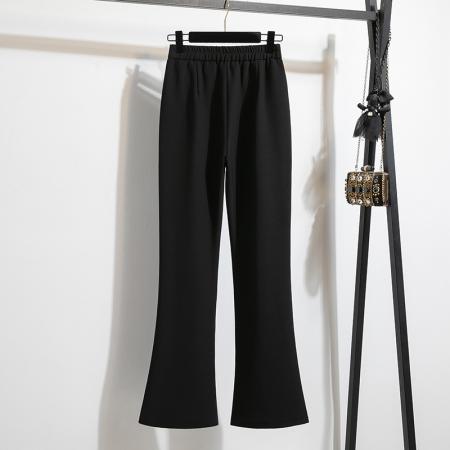 FA55574# 大码穿搭直筒阔腿微喇叭开叉垂感拖地西装裤女高腰显瘦长裤女  服裝批發女裝批發服飾貨源