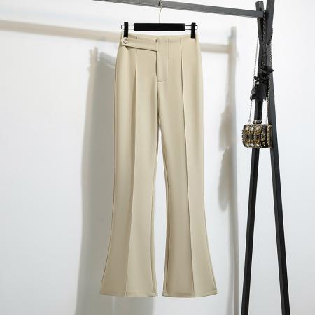 FA55575# 喇叭裤女秋新款爆款黑色裤子弹力高腰显瘦小个子微喇裤  服裝批發女裝批發服飾貨源