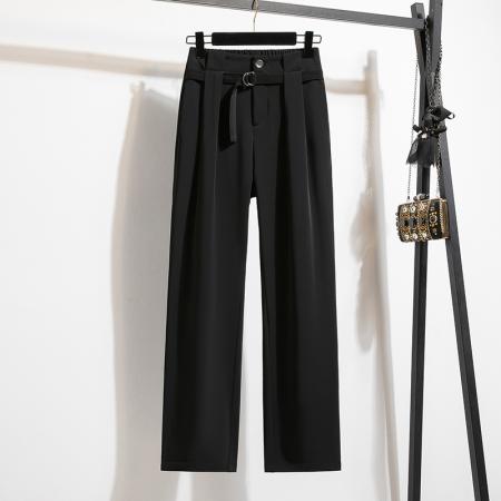 FA55577# 高级感灰色西装裤女春秋垂感裤子大码小个子直筒裤窄版阔腿裤  服裝批發女裝批發服飾貨源