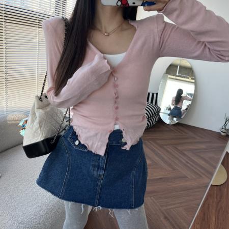 FA55580# 春洋气两粒扣百搭牛仔短裙裙裤  服裝批發女裝批發服飾貨源