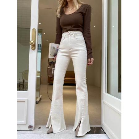 FA55585# 百搭双排扣牛仔裤  服裝批發女裝批發服飾貨源