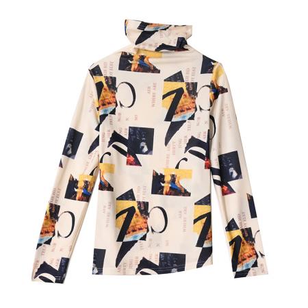 FA55593# 春秋新款弹力上衣超细时尚针织衫印花洋气套头韩版打底衫女  服裝批發女裝批發服飾貨源