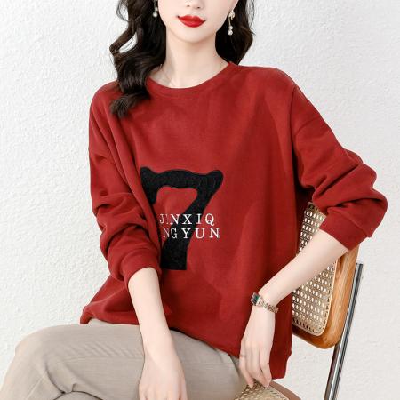 FA55594# 春季卫衣女秋装新款圆领长袖宽松复古绣花大码休闲百搭  服裝批發女裝批發服飾貨源