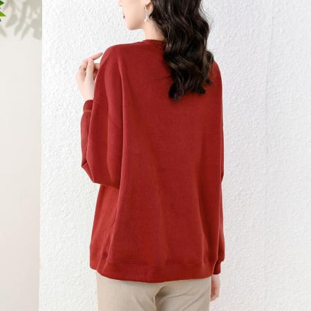 FA55594# 春季卫衣女秋装新款圆领长袖宽松复古绣花大码休闲百搭  服裝批發女裝批發服飾貨源