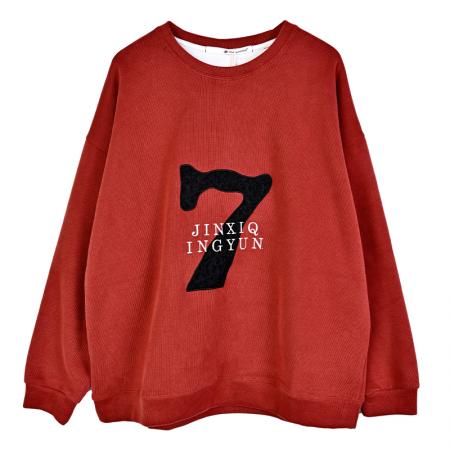 FA55594# 春季卫衣女秋装新款圆领长袖宽松复古绣花大码休闲百搭  服裝批發女裝批發服飾貨源