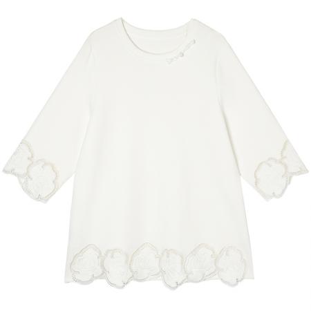 FA55597# 复古白色缕空刺绣T恤女春季新款上衣大码新中式女装潮  服裝批發女裝批發服飾貨源