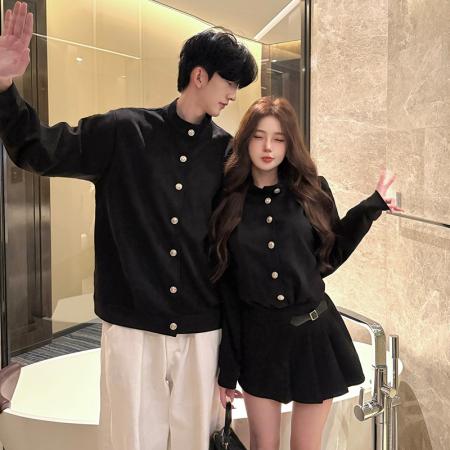 FA55600# 春季新款黑色长袖麂皮绒千金风情侣装  服裝批發女裝批發服飾貨源