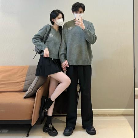 FA55604# 秋季新款休闲圆领开衫毛衣情侣装  服裝批發女裝批發服飾貨源