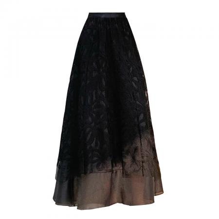 FA55606# 法式气质重工刺绣花朵蕾丝半身裙女春高腰显瘦A字宽松大摆裙  服裝批發女裝批發服飾貨源