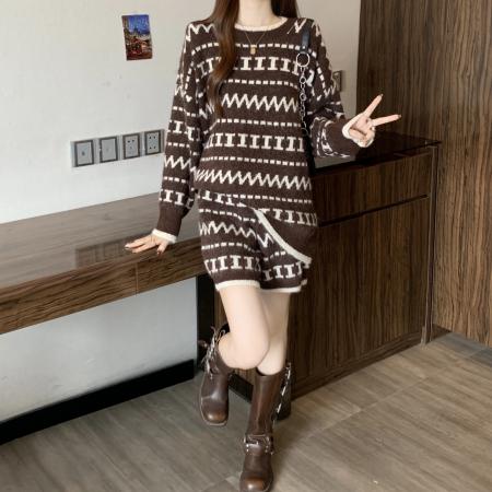 FA55630# 大码女装秋冬新款毛衣套装慵懒风毛衣二件套套装  服裝批發女裝批發服飾貨源