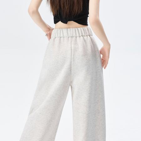 FA55637# 五角星刺绣运动裤女春季新款高腰直筒宽松休闲裤阔腿卫裤  服裝批發女裝批發服飾貨源