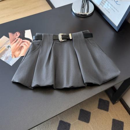 FA55642# 美式辣妹半身裙女春夏新款高腰显瘦A字花苞灰色短裙  服裝批發女裝批發服飾貨源