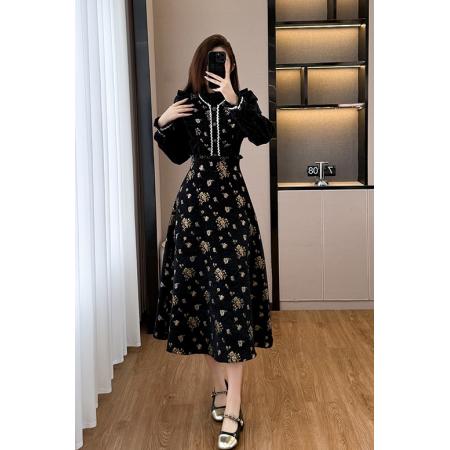 FA55659# 鎏金玫瑰法式复古设计感小众新款女上衣长袖衬衫+长短裙  服裝批發女裝批發服飾貨源