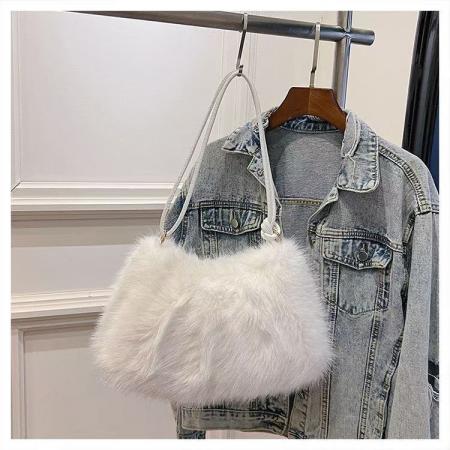 TJ2250# 2025ins潮流时尚毛绒包百搭大容量小众设计感包包韩版高级单肩包