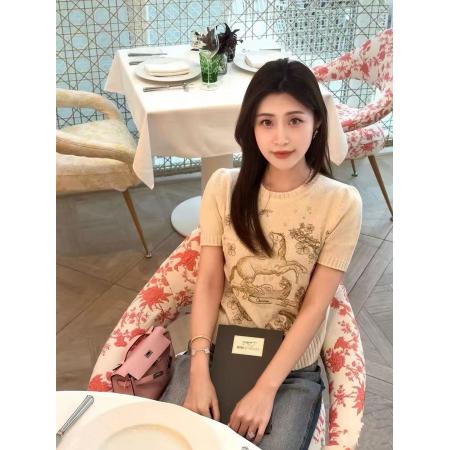 FA55684# 深圳南油高品质山羊绒软糯针织衫高级感时尚超好看小香风短袖上衣 服裝批發女裝批發服飾貨源