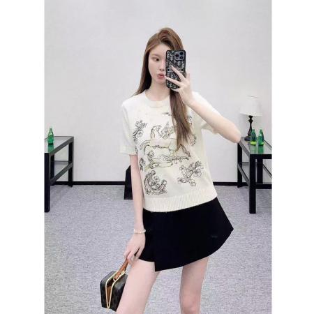 FA55684# 深圳南油高品质山羊绒软糯针织衫高级感时尚超好看小香风短袖上衣 服裝批發女裝批發服飾貨源