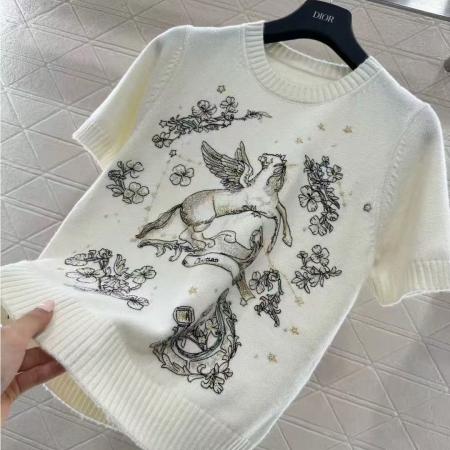 FA55684# 深圳南油高品质山羊绒软糯针织衫高级感时尚超好看小香风短袖上衣 服裝批發女裝批發服飾貨源