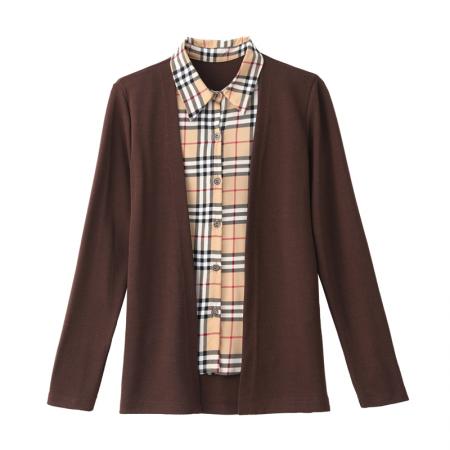 FA55690# 假两件长袖新款洋气百搭衬衫欧货拼接上衣外套 服裝批發女裝批發服飾貨源