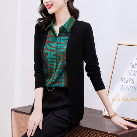 FA55692# 假两件长袖新款洋气百搭衬衫欧货拼接上衣外套 服裝批發女裝批發服飾貨源