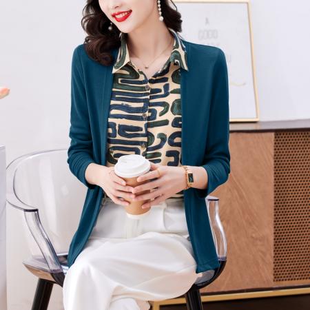 FA55692# 假两件长袖新款洋气百搭衬衫欧货拼接上衣外套 服裝批發女裝批發服飾貨源