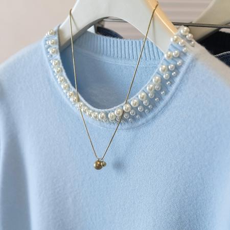 FA55697# 大码女装春季新款韩版针织T恤钉珠设计宽松显瘦针织衫上衣 服裝批發女裝批發服飾貨源