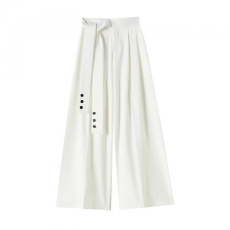 FA55712# 绑带西装阔腿裤女春季设计感高腰垂感直筒宽松休闲拖地裤 服裝批發女裝批發服飾貨源