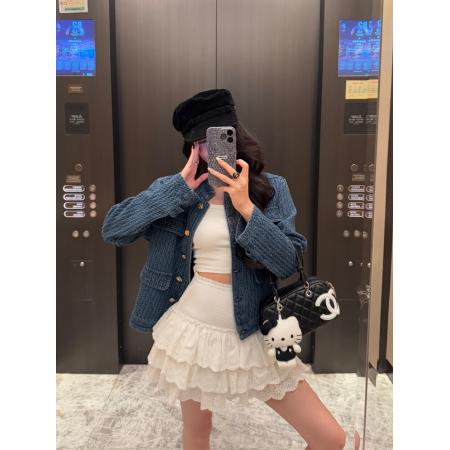 FA55718# 小众复古小香风编织肌理感牛仔外套女韩系气质百搭上衣 服裝批發女裝批發服飾貨源