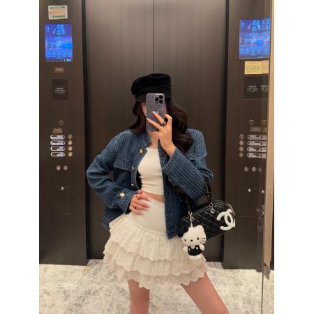 FA55718# 小众复古小香风编织肌理感牛仔外套女韩系气质百搭上衣 服裝批發女裝批發服飾貨源