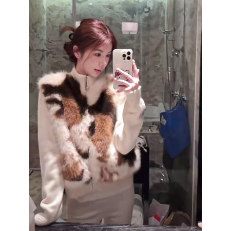 FA55719# 小香风洋气时髦撞色毛毛针织开衫名媛风纯欲显瘦短外套女 服裝批發女裝批發服飾貨源