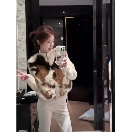 FA55719# 小香风洋气时髦撞色毛毛针织开衫名媛风纯欲显瘦短外套女 服裝批發女裝批發服飾貨源