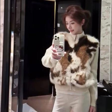 FA55719# 小香风洋气时髦撞色毛毛针织开衫名媛风纯欲显瘦短外套女 服裝批發女裝批發服飾貨源