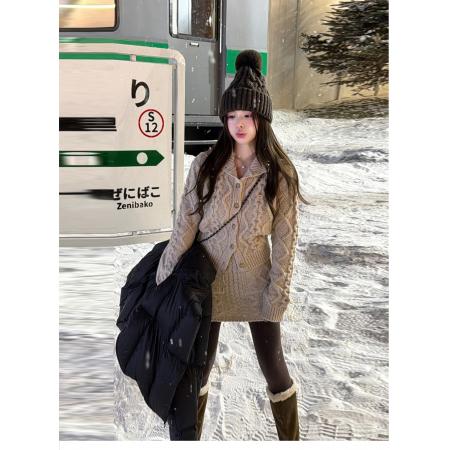 FA55720# 韩系麻花扭结套装女秋冬针织开衫外套时髦包臀半裙两件套 服裝批發女裝批發服飾貨源