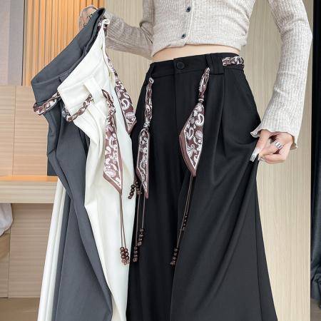 FA55734# 春秋季新款时尚高腰宽松显瘦直筒西装裤垂感拖地休闲阔腿裤女 服裝批發女裝批發服飾貨源