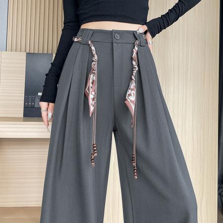 FA55734# 春秋季新款时尚高腰宽松显瘦直筒西装裤垂感拖地休闲阔腿裤女 服裝批發女裝批發服飾貨源