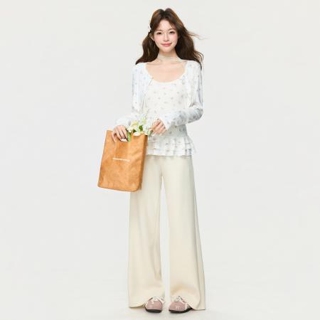 FA55752# 韩系小众碎花上衣长袖t恤春季新款修身短款开衫外套 服裝批發女裝批發服飾貨源