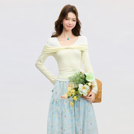 FA55758# 撞色假两件蝴...