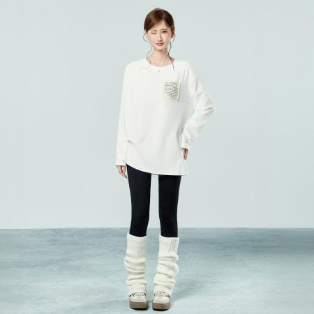 FA55761# 韩式印花磨毛圆领长袖T恤女秋冬德绒内搭打底衫宽松上衣 服裝批發女裝批發服飾貨源