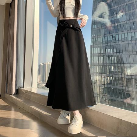 FA55764# 设计感不对称中长裙女高腰显瘦A字裙不规则鱼尾裙荷叶边摆裙 服裝批發女裝批發服飾貨源