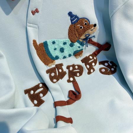 FA55765# 薄款卫衣女装设计感潮新款春秋季刺绣花宽松撞色POLO上衣 服裝批發女裝批發服飾貨源