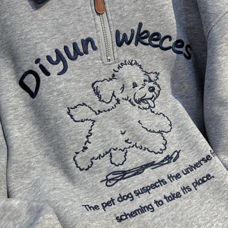 FA55767# 薄款卫衣女装设计感新款拉链春秋刺绣宽松撞色POLO领上衣 服裝批發女裝批發服飾貨源