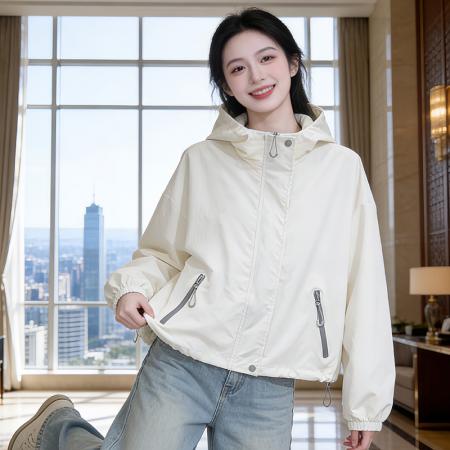 FA55773# 短款冲锋衣工装外套春秋季新款独特别致小个子休闲夹克 服裝批發女裝批發服飾貨源