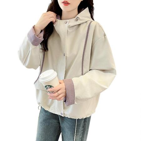FA55777# 早春连帽外套新款洋气初高中生女冲锋衣百搭时尚外套 服裝批發女裝批發服飾貨源