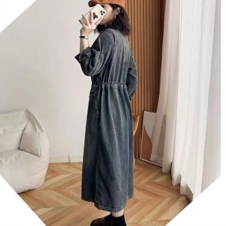 FA55778# 200斤大码春装女装新款牛仔外套女中长款宽松风衣显瘦复古潮 服裝批發女裝批發服飾貨源